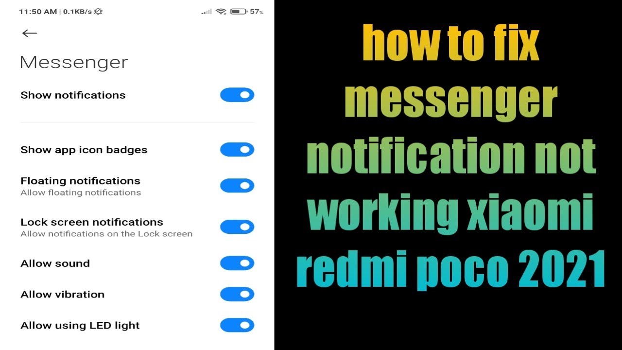 how to fix messenger notification not working xiaomi | redmi | poco 2021 |  messenger notification - YouTube