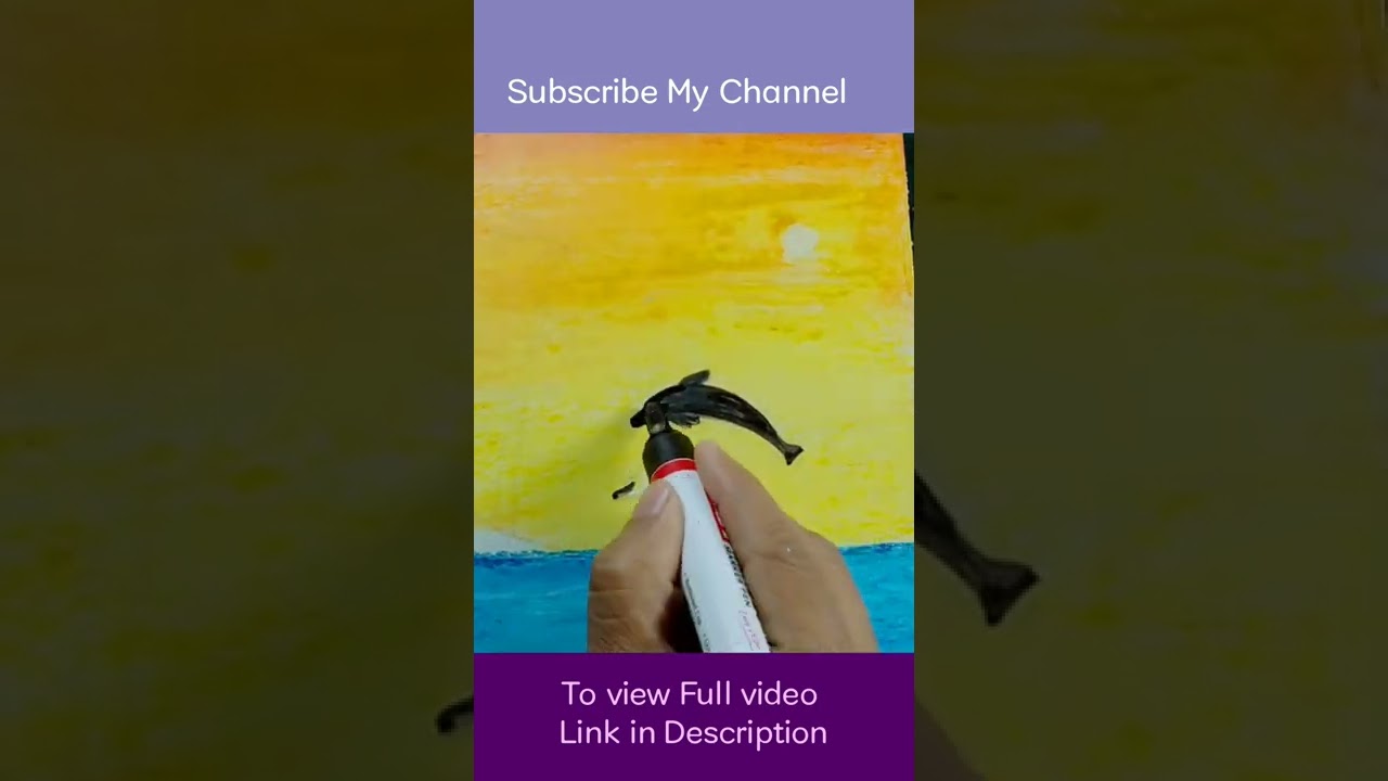 Dolphin Sunset scenery drawing for kids 