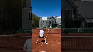 Getting my tennis volleys on pointTry putting your non-dominant hand behind your back to shorten...