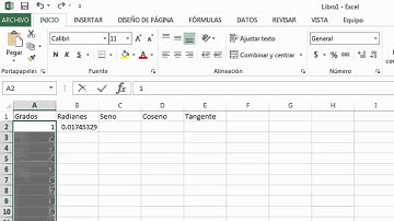 Trigonometría en Excel 2013, (Radianes, Seno, Coseno, Tangente)