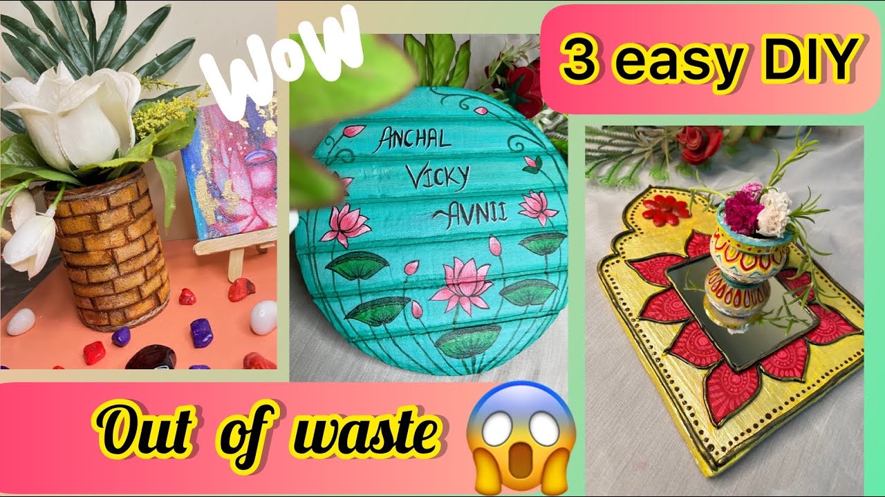3 easy diy ideas best out of waste home decor ideas YouTube