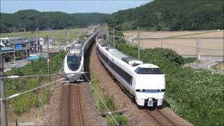 北陸本線細呂木駅 真夏の午後の様子 行き交う特急列車　2019.8.11