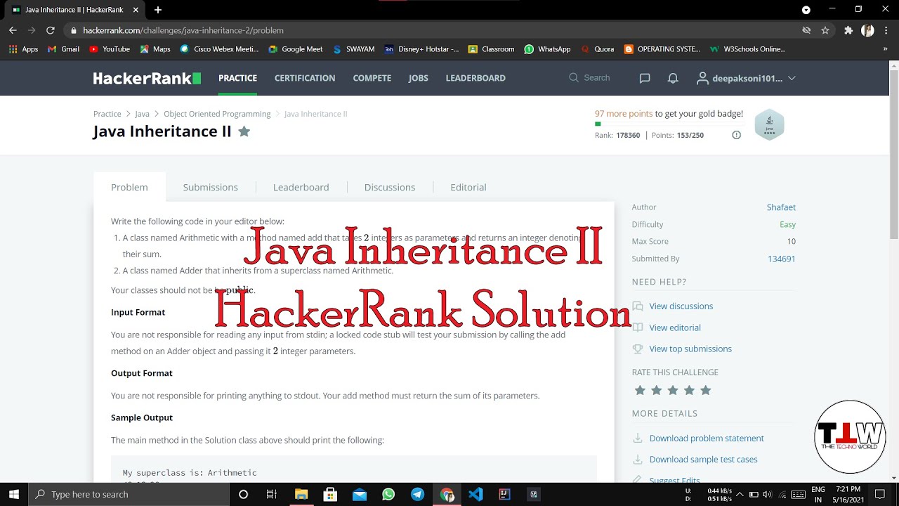 Java Inheritance II | HackerRank Solution - YouTube