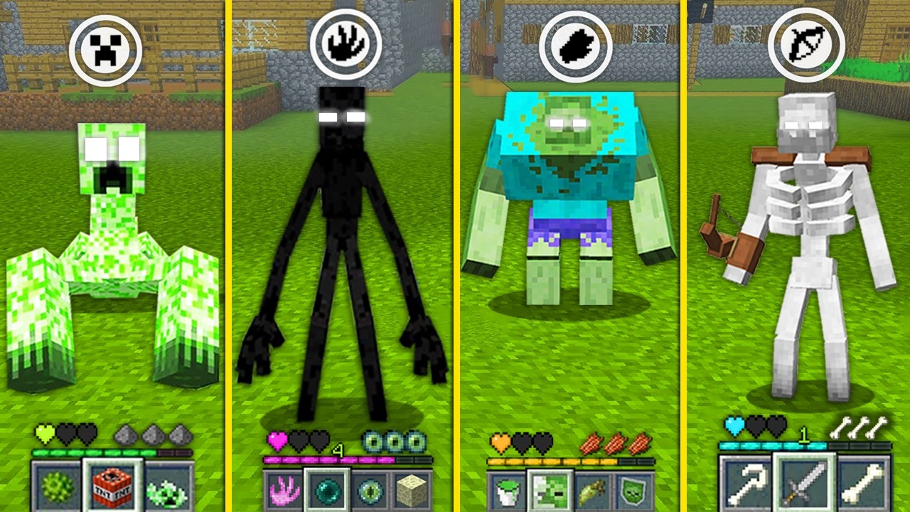 MUTANT MOBS BECAME HEROBRINE SKELETON ZOMBIE ENDERMAN CREEPER HOW TO ...