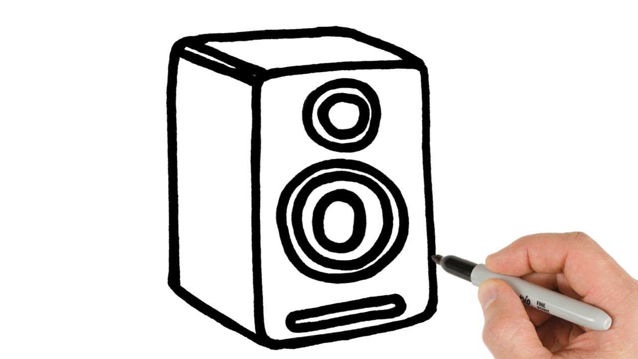 An acoustic speaker a handdrawn sketchstyle doodle Music speaker  Professional equipment Line drawing of a simple audio speaker Isolated  vector illustration 9004216 Vector Art at Vecteezy