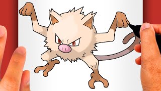 HOW TO DRAW MANKEY - How to Draw Pokémon Nº 0056 (EASY POKÉMON DRAWING) - Mankey Drawing