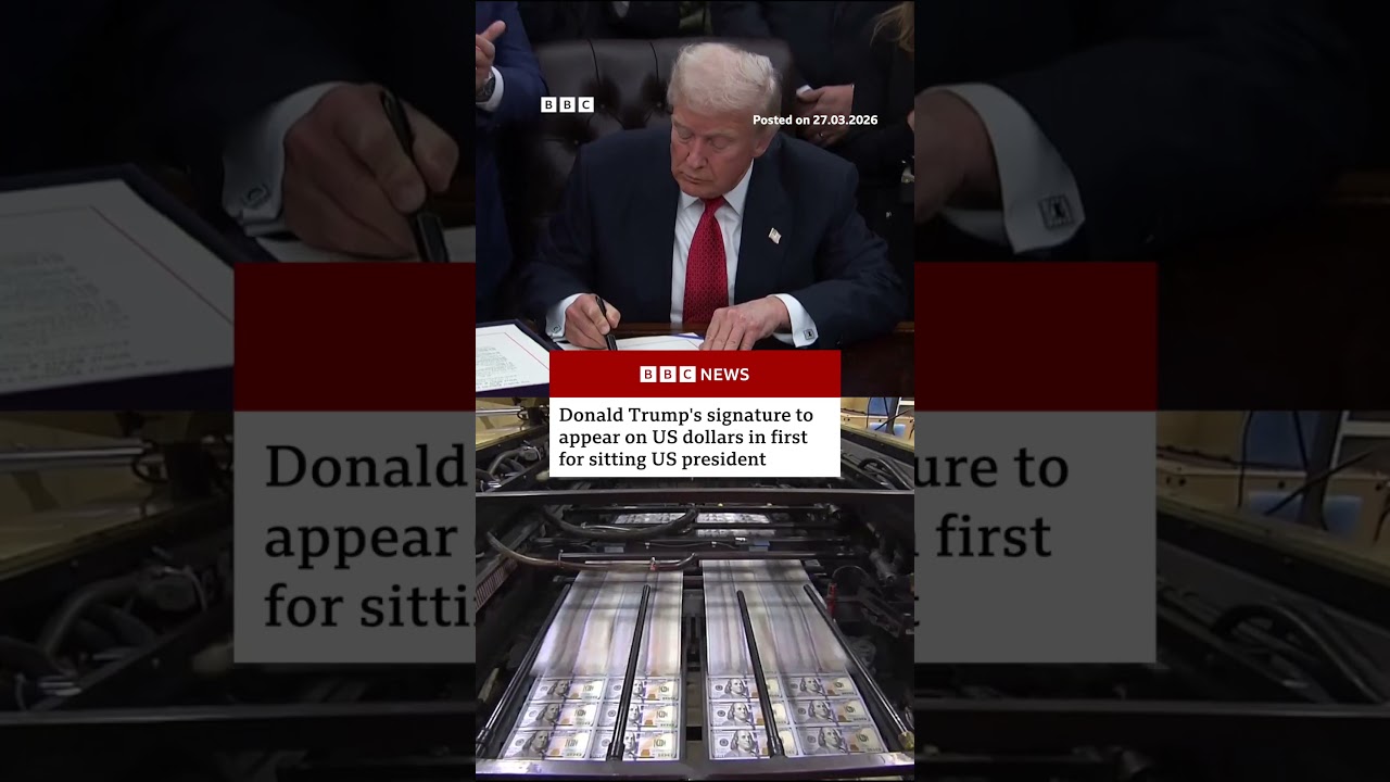 Donald Trump's signature to appear on US dollars in first for sitting US president. #Money #BBCNews
