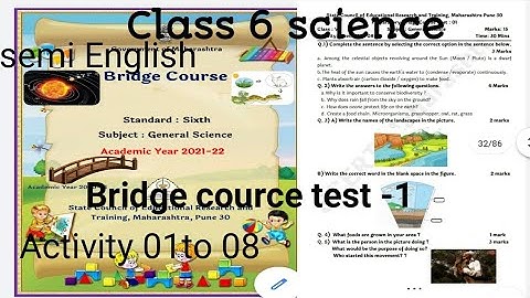Setu abhyaskram/bridge cource/सेतु अभ्यासक्रम class 6 science semi English test 1activity sheet 1, 9