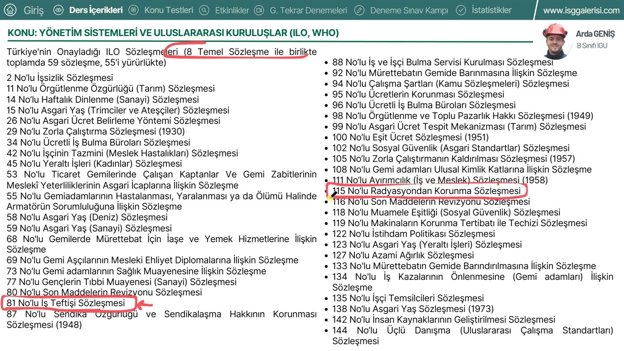 48- 2025 (İSG-1) YÖNETİM SİSTEMLERİ, ILO, WHO, EPİDEMİYOLOJİ