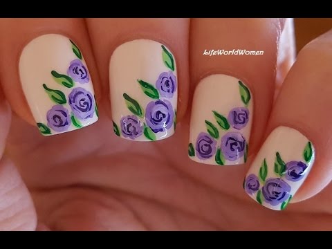 Purple FLOWER NAIL ART  LifeWorldWomen Collaboration With Nashi Tutorials  YouTube