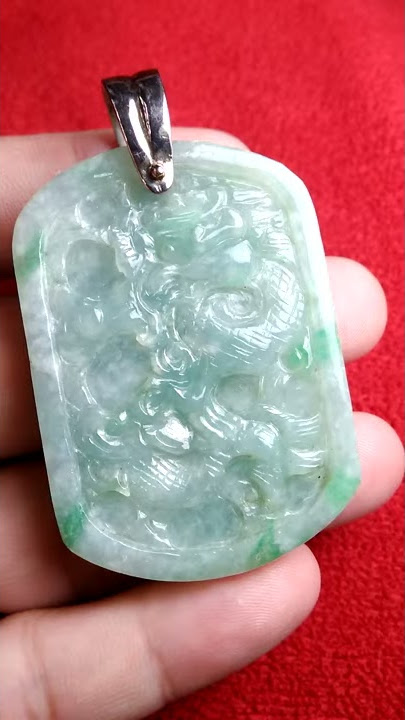 Batu Liontin Giok Burma Ukir Naga Phoenix