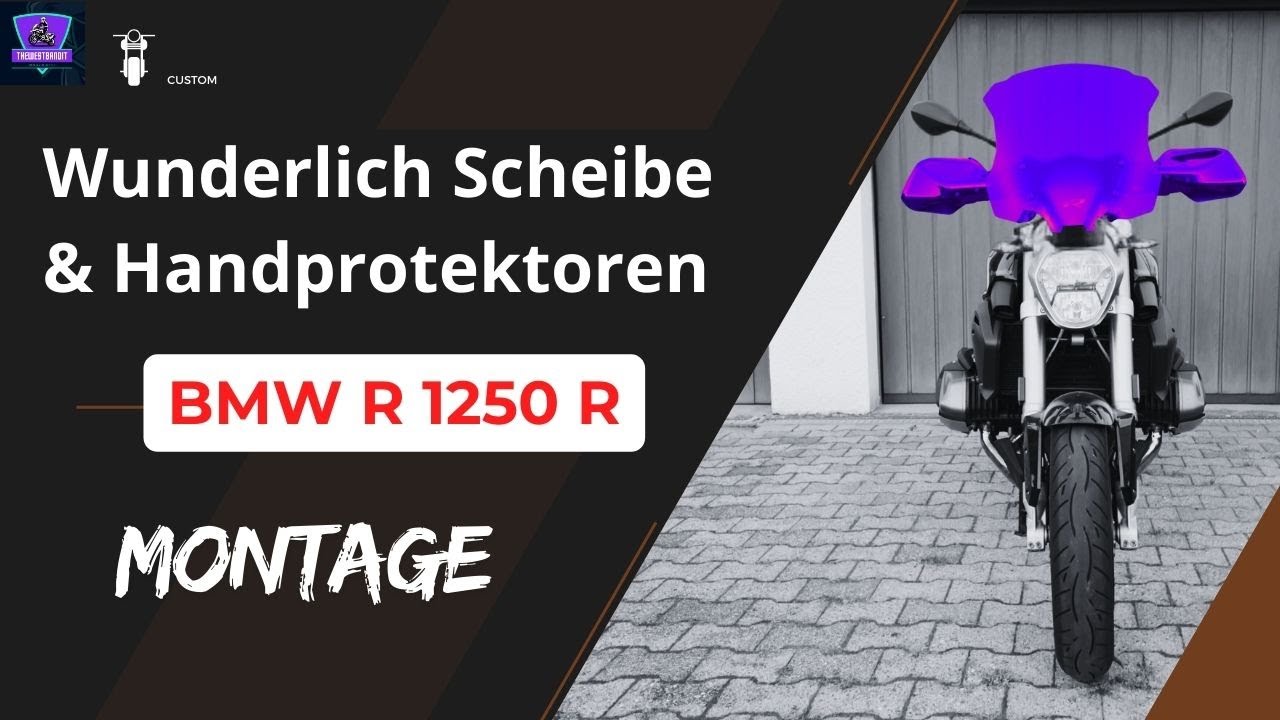 Montage einer Wunderlich Marathon Scheibe und Handprotektoren an einer BMW R1250R