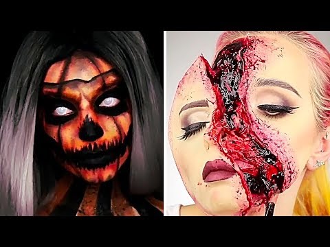 УСТРАШАЮЩИЕ ПРЕОБРАЖЕНИЯ НА ХЭЛЛОУИН😍🎃 |  СТРАШНЫЙ ГРИМ МАКИЯЖ ПОДБОРКА