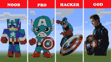 NOOB VS PRO VS HACKER Minecraft Pixel art  Captain America