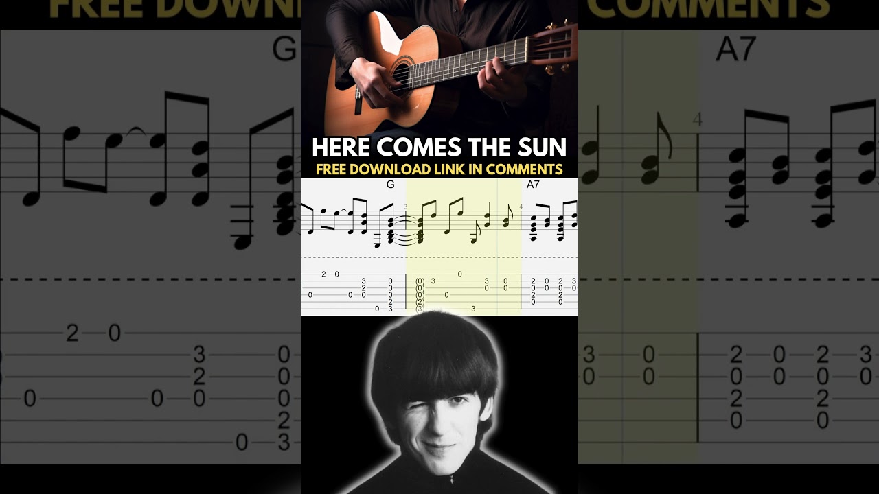 Here Comes the Sun Fingerstyle Tab | (The Beatles)
