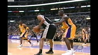 NBA On ABC  MVP Tim Duncan Eliminates Shaq! Spurs @ Lakers 2003 WCSF G6