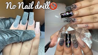 DOING ACRYLIC NAILS WITH NO DRILL 😳🤍