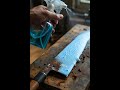 Repairing a rusty Japanese knife with  rust cleaner.