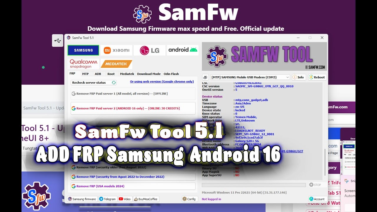 SamFw Tool 5 1 Update Samsung FRP Android 16 New Update Available YouTube samfw-tool-5-1-update-samsung-frp-android-16-new-update-available-youtube