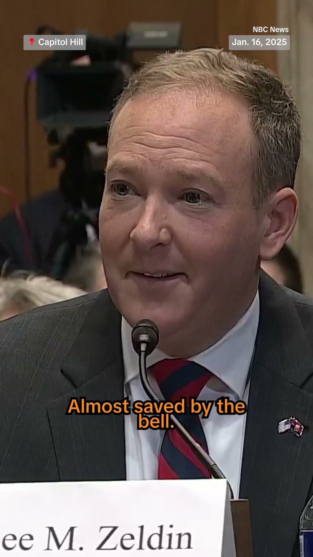 Sen. Bernie Sanders makes a joke during Lee Zeldin's confirmation hearing