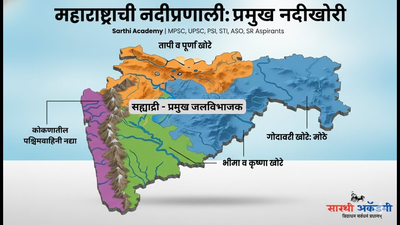 महाराष्ट्रातील नदीप्रणाली | महाराष्ट्रातील प्रमुख नदीखोरी  | MPSC Geography | Sarthi Academy