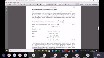 Batch distillation at constant reflux ratio