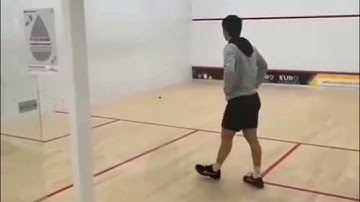 SQUASH. Hadrian Stiff hits the nick from separate courts