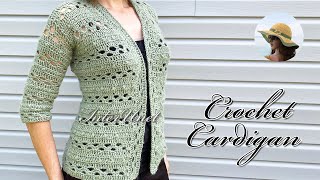 Crochet lace stitch cardigan jacket pattern with sleeves