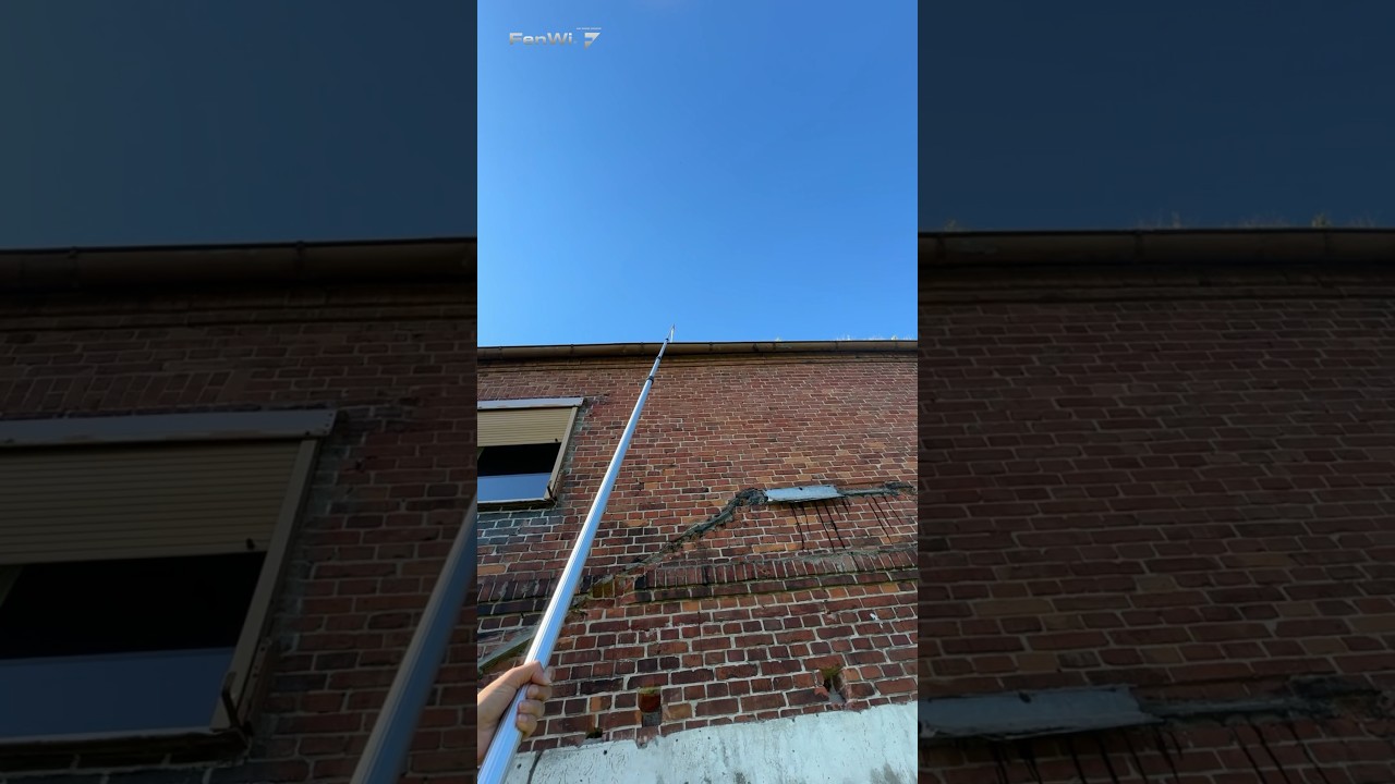 Verschmutzte Dachrinne reinigen in 8m Höhe 