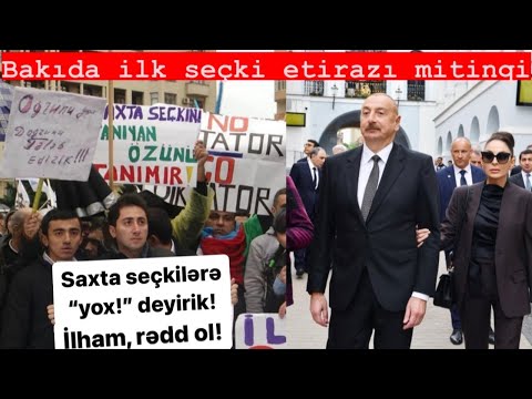 Bakıda ilk etiraz mitinqi. Saxta seçkilərə yox! 5-ci dəfəyə yox! CANLI YAYIM