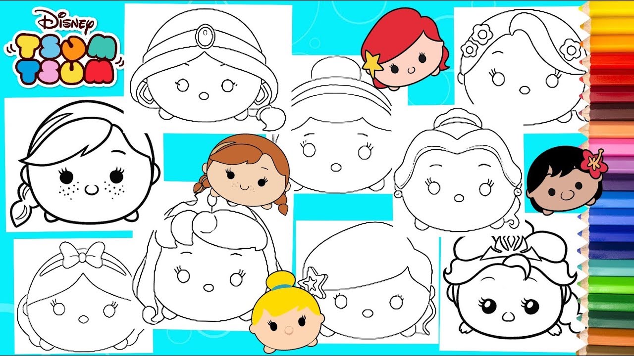 Disney Princess Tsum Tsum Coloring Pages for kids