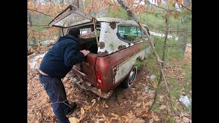 Abandoned cars in the woods