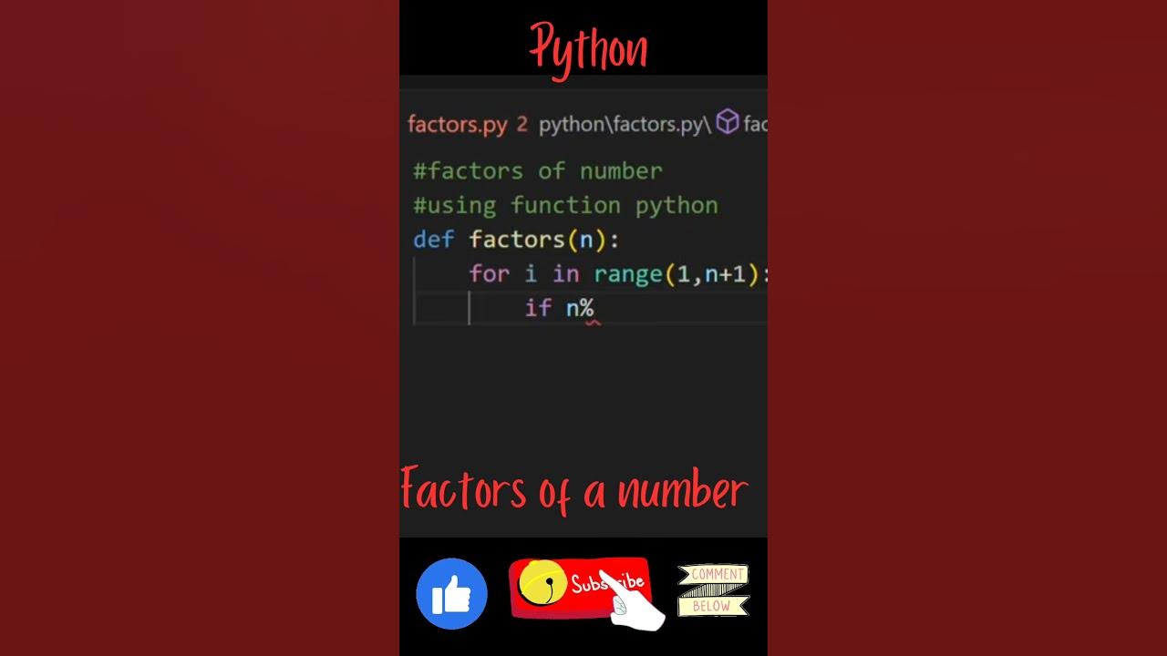 factors of a number in python #python #factors - YouTube