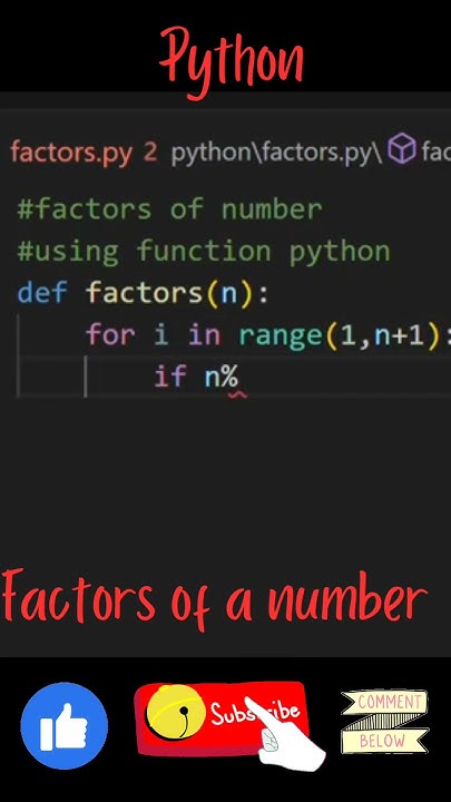 factors of a number in python #python #factors - YouTube