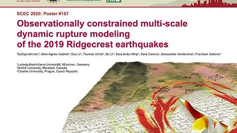 Poster #157: Dynamic rupture modelling of the Ridgecrest sequence (Taufiqurrahman) (invitation only)