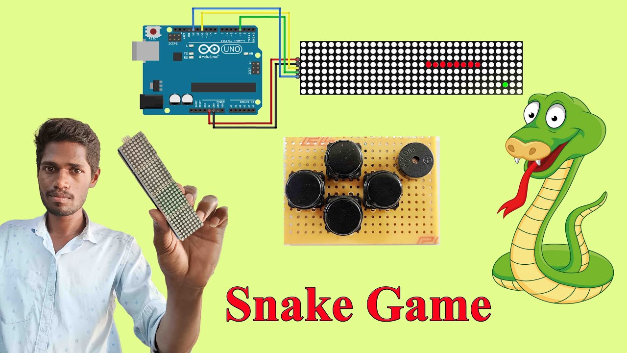 MAX7219 4 in 1 8x8 Led Matrix Nokia Snake Game On Arduino Uno Control ...