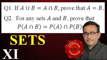 If A∪B=A∩B, prove that A=B, For any sets A and B, prove that PA∩B=PA∩PB Class 11 maths