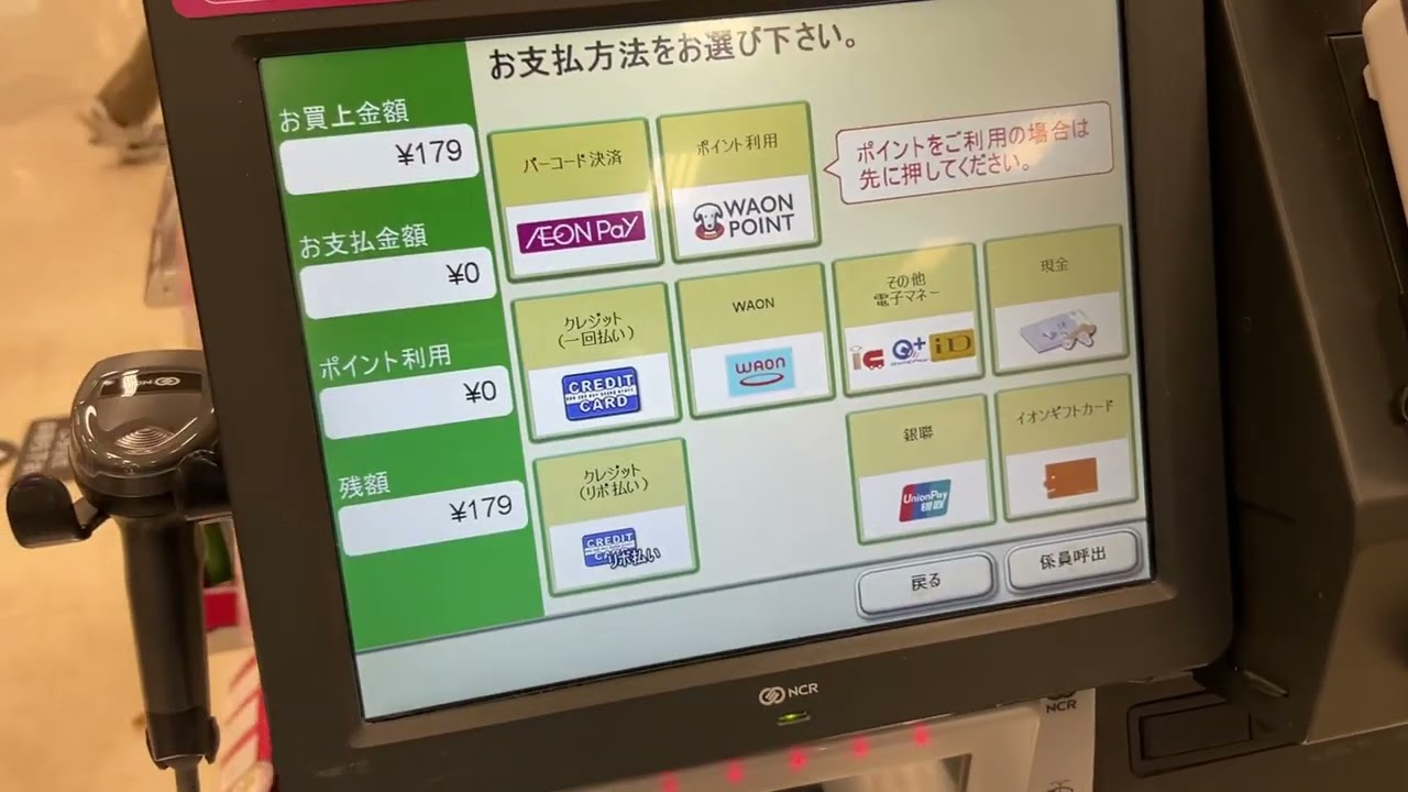 【現存せず】イオン大垣店のセルフレジ(WAON POINT & 現金で支払い)