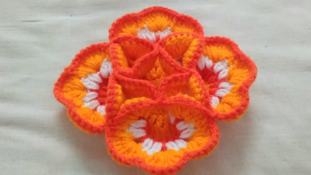 ❤️🤩"Wow सगळे बघतच राहील..Crochet 3D flower design !" Make it fast  