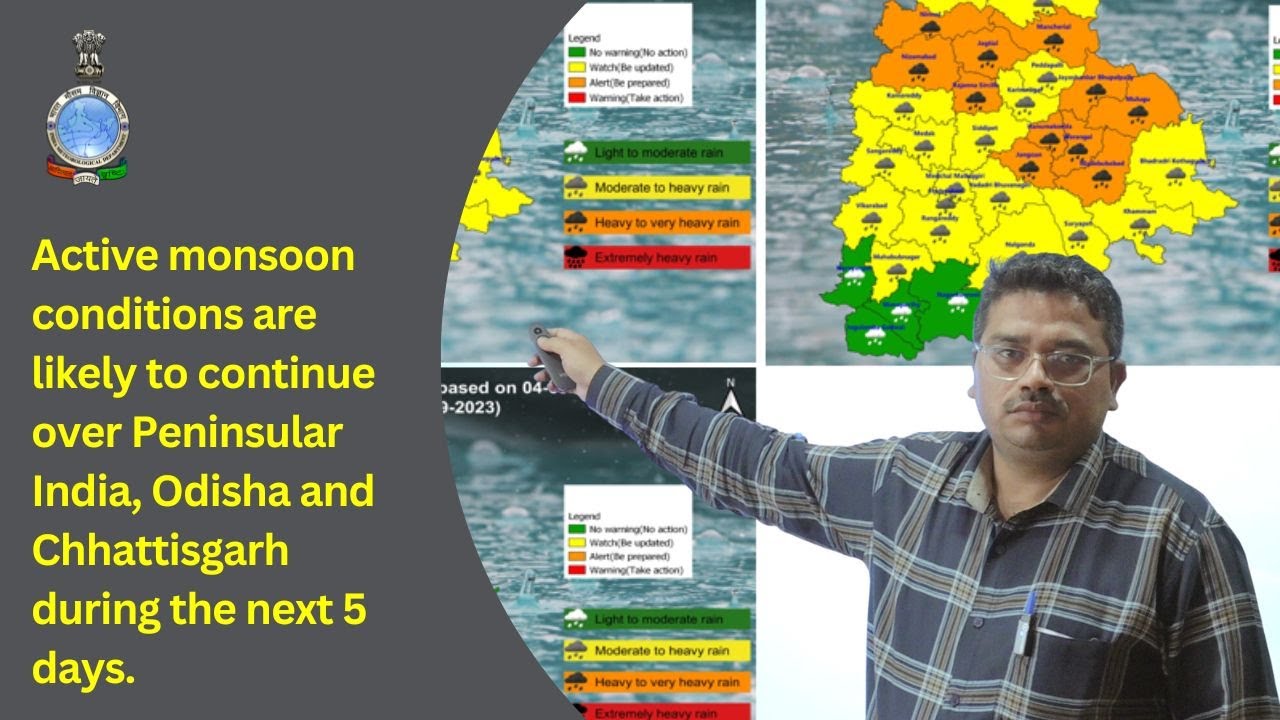 Heavy Rains to Persist in Peninsular India, Odisha, and Chhattisgarh in next 5 days