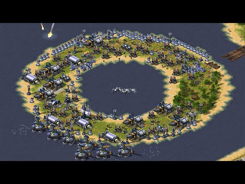 Red Alert 2 | ozone Depletion Map | Extra hard AI 7 vs 1 | us | aircraft carrier attack