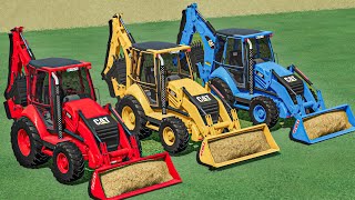 JOB With COLORS - CAT BACKHOE LOADER - HAY - Farming Simulator 22