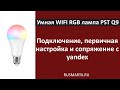 Умная WiFi RGB лампа PST Q9. Настройка и сопряжение с голосовым помощником Яндекс Алиса.