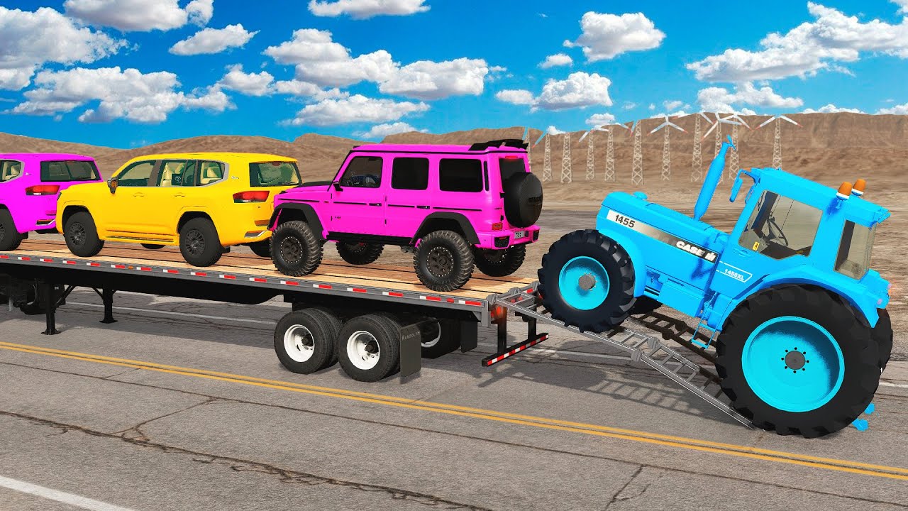 Flatbed Truck McQueen | Перевозка на грузовике — Выбоина против машины №37 | Геймплей BeamNG.Drive