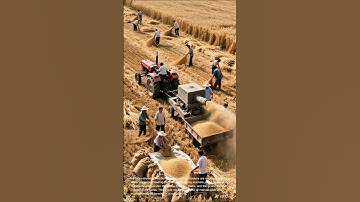 Traditional Wheat Harvest: Manual Labor and Machine Threshing in Rural Fields