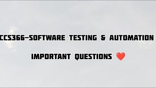 CCS366-software testing and automation important questions 🔗🖇️ subscribe for more videos 📸❤️