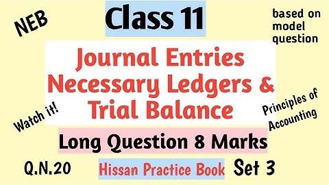 Journal Entries, Necessary ledgers & Trial balance||Class 11||Accounting|Long Question 8 Marks|AG TV