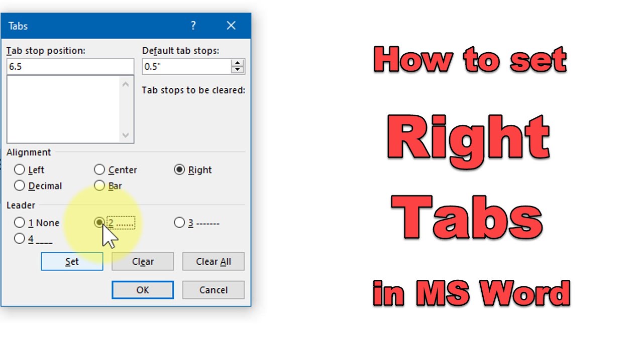 how-to-set-right-tabs-in-microsoft-word-youtube