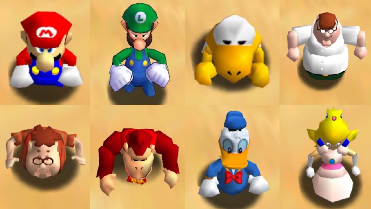 All Characters falling in Sand in Super Mario