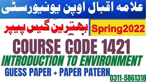 Guess paper 1421 Introduction to Environment  BA Aiou spring 2022 | Important question 1421